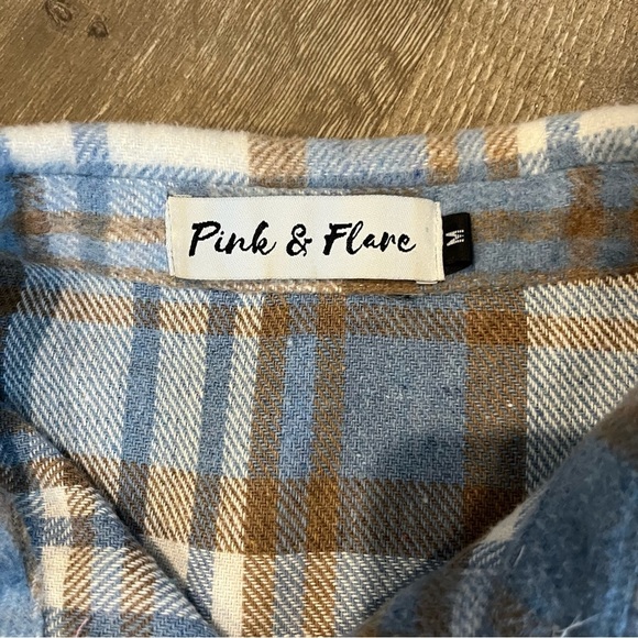 Ipink & flare button front flannel Pastel shacket jacket plaid Size Medi… - Picture 3 of 6